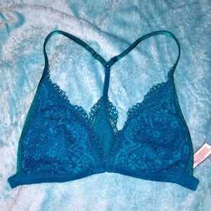 Victoria secret lace bralette bra teal romantic lingerie intimates